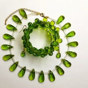 ✅1026GE Green Teardrop High Quality Glass Earring Gold Fishook Wire Hand Crafted